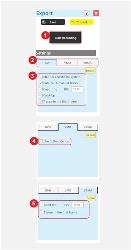 P10 Exportパネルの説明番号　１