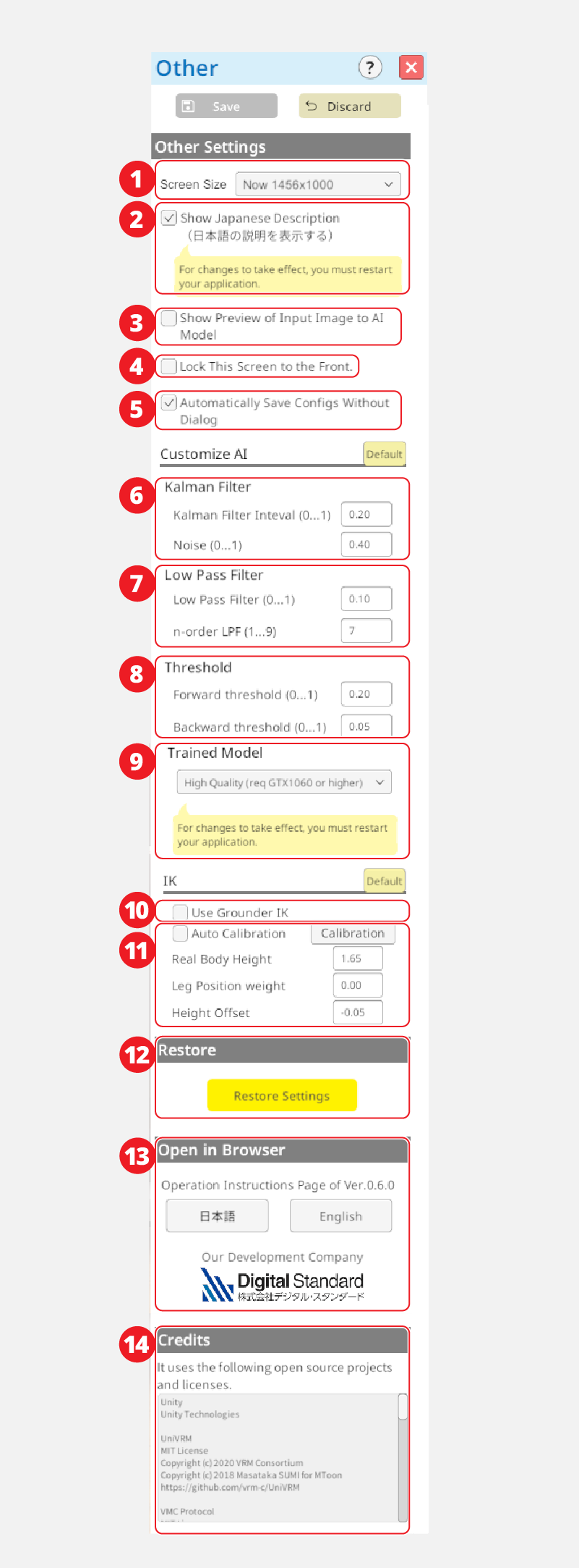 P11 Otherパネルの説明番号 1
